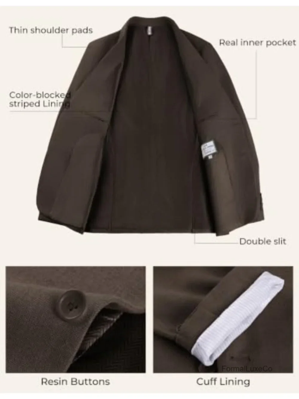 Men's Slim Fit 2-Piece Suit Set Blazer & Pants